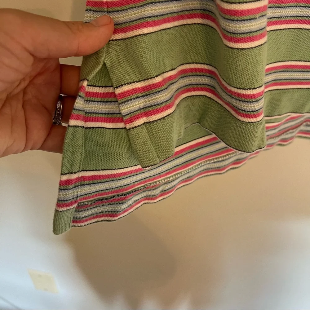 Polo by Ralph Lauren Green and Pink Striped Polo Size Small